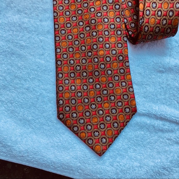Ermenegildo Zegna silk tie fall oranges golds - Picture 5 of 7